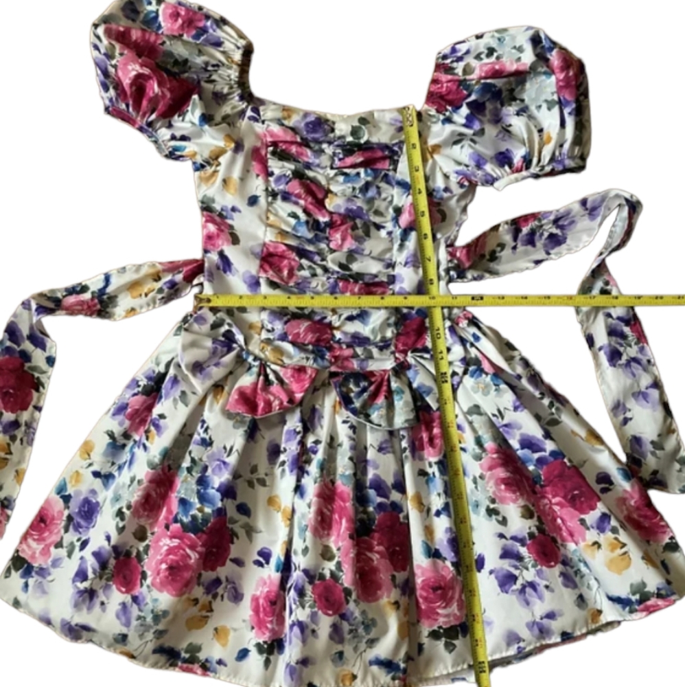 80s Eve Too Byer California Vintage Girls Dress Size 6 White floral